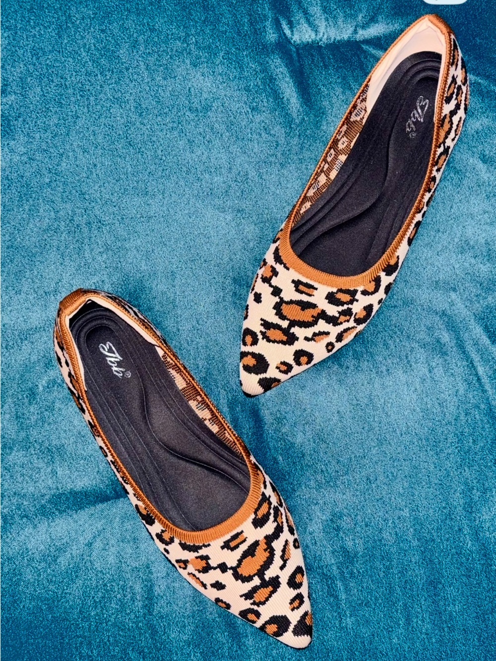 Leopard Print Pointed Toe Women’s Flats - Brown/Black